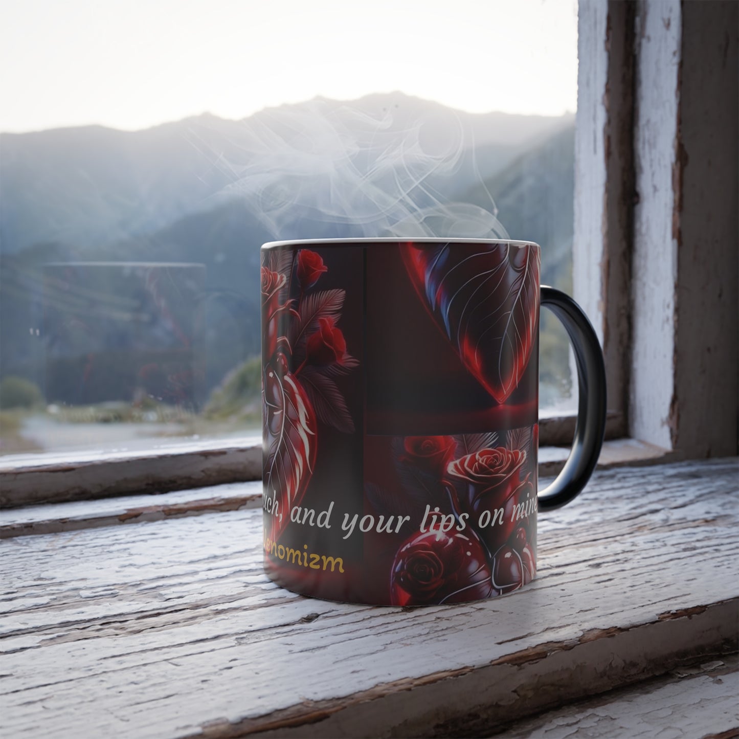 Color Morphing Mug - Morphing Rose of Hearts Mugg, Perfect Gift for Romantic Occasions, Unique Wedding Favor