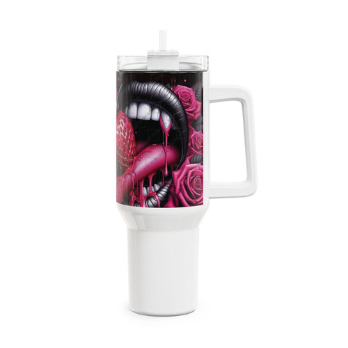 40oz Strawberry & Roses Tumbler - Fun and Quirky Drinkware