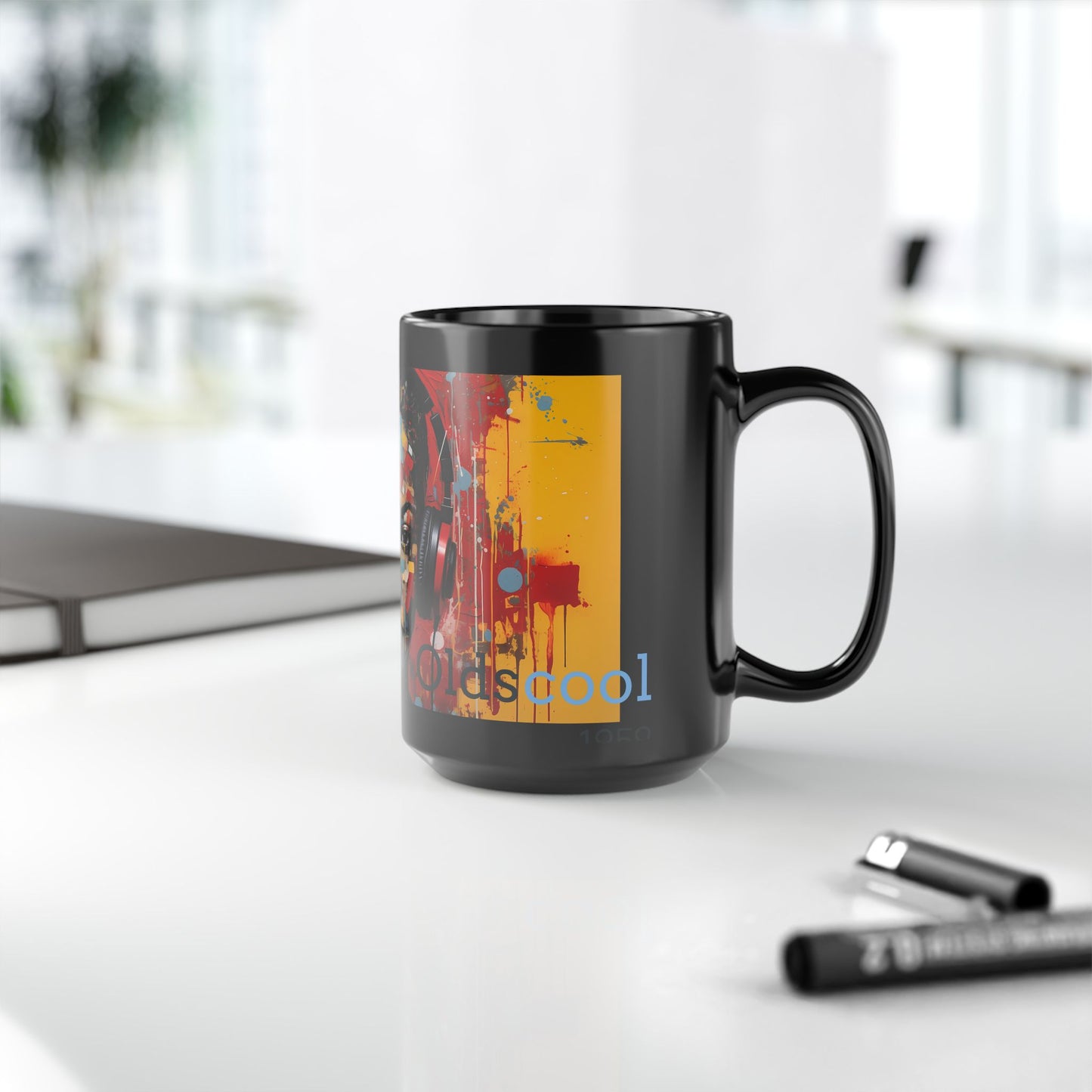 Vibrant Artistic Black Mug - 15oz | Cool Stylish Design for Music Lovers
