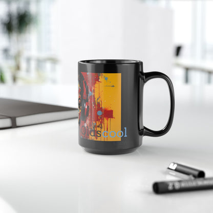 Vibrant Artistic Black Mug - 15oz | Cool Stylish Design for Music Lovers