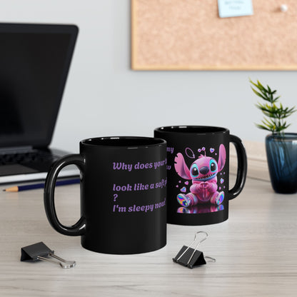 Cute Stitch Coffee Mug, Cartoon Mug Gift, Anime Drinkware, Fun-Inspired Cup, Adorable Character Mug, Purple Pink Design