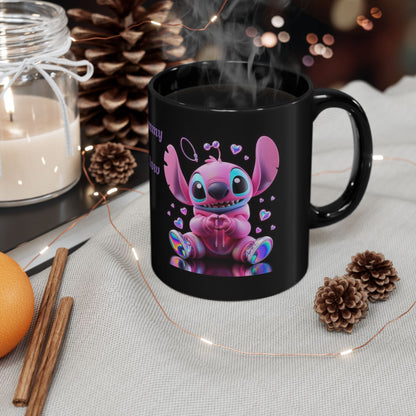 Cute Stitch Coffee Mug, Cartoon Mug Gift, Anime Drinkware, Fun-Inspired Cup, Adorable Character Mug, Purple Pink Design